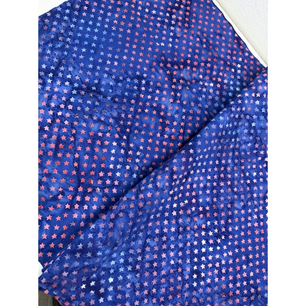Star Batik 100% Cotton Fabric 3 yards x 44" Wide Blues Pinks - Picture 2 of 5